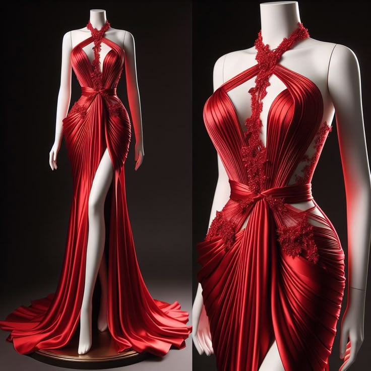 formaldressy-Red sexy elegant suspender slit long satin prom dress evening dress party dress gh5401