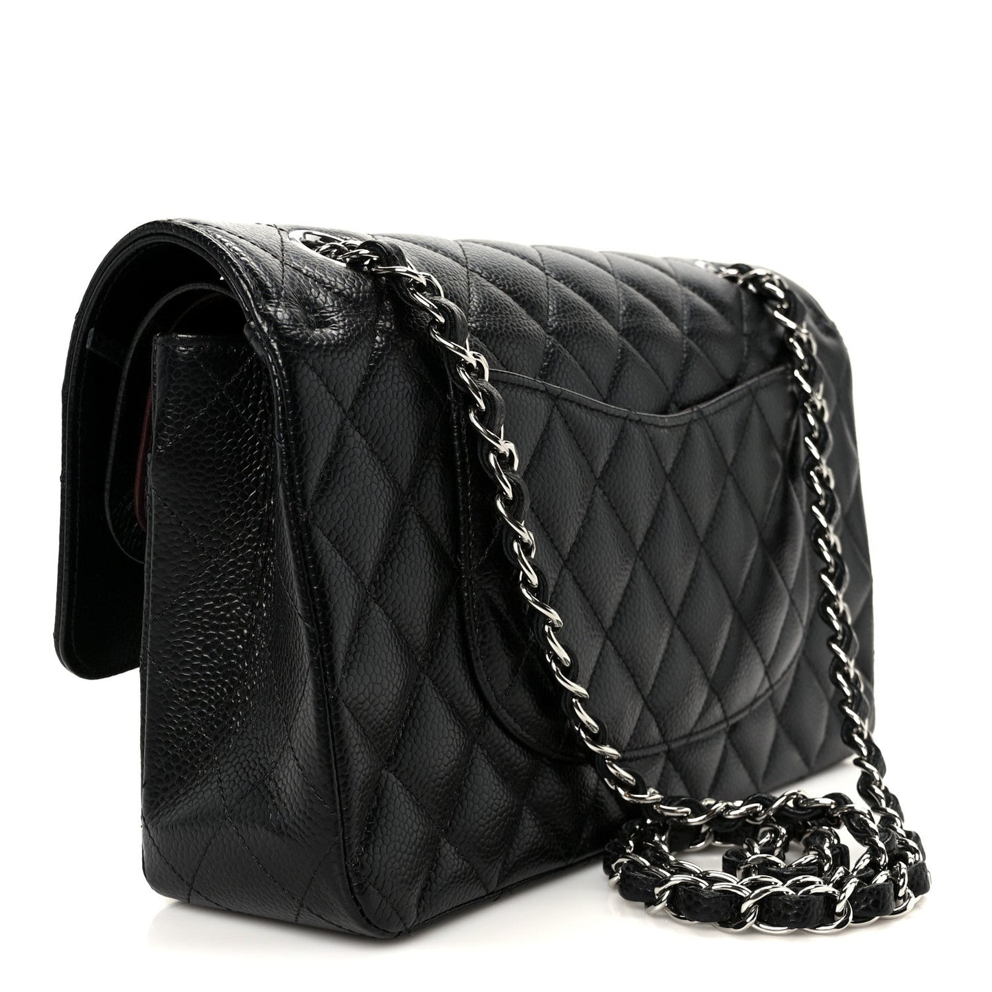 Caviar Quilted Medium Double Flap Black