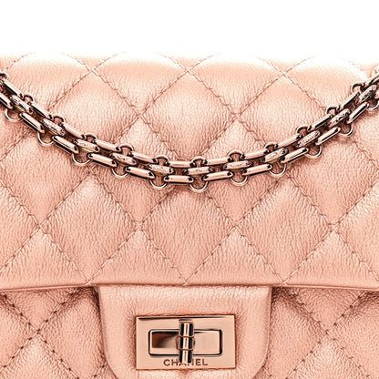 Metallic Grained Calfskin Quilted 2.55 Reissue Mini Flap Copper Pink