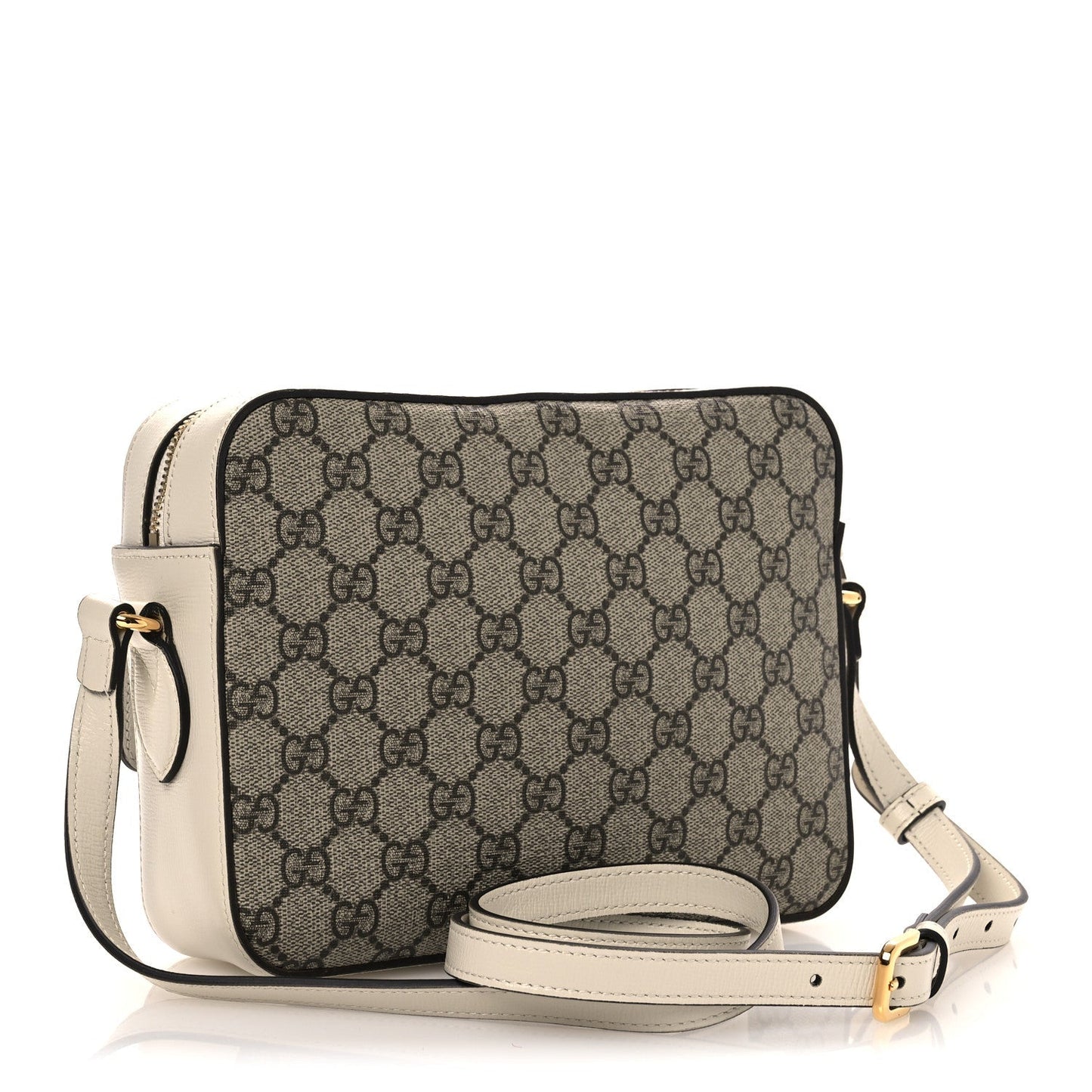 GG Supreme Monogram Small Horsebit 1955 Shoulder Bag Beige Mystic White