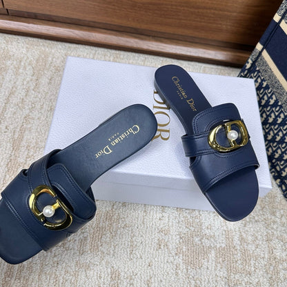 CD Montaigne Sandals Dark Blue in Calfskin 598169