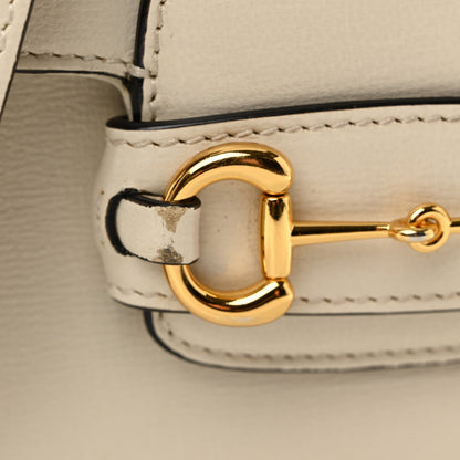 Azalea Calfskin Web Mini Horsebit 1955 Shoulder Bag Mystic White