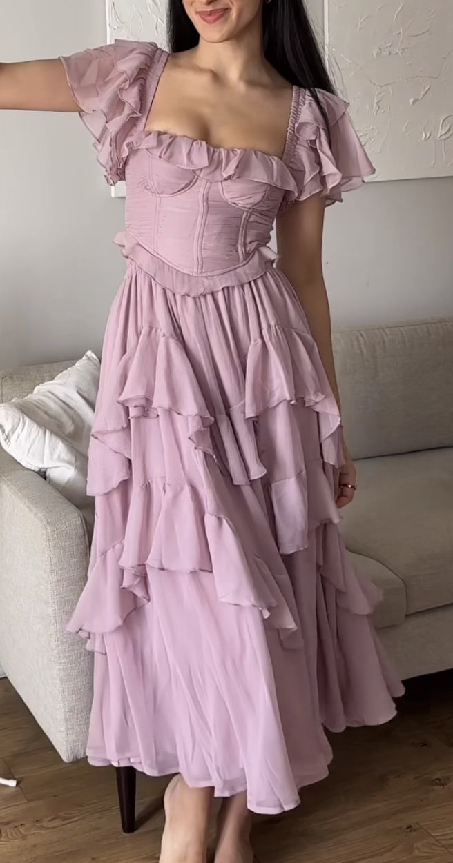 formaldressy-Pink burgundy ruffled long prom dress gh5772