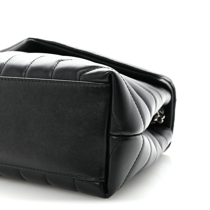 Calfskin Y Quilted Monogram Small Loulou Chain Satchel Black