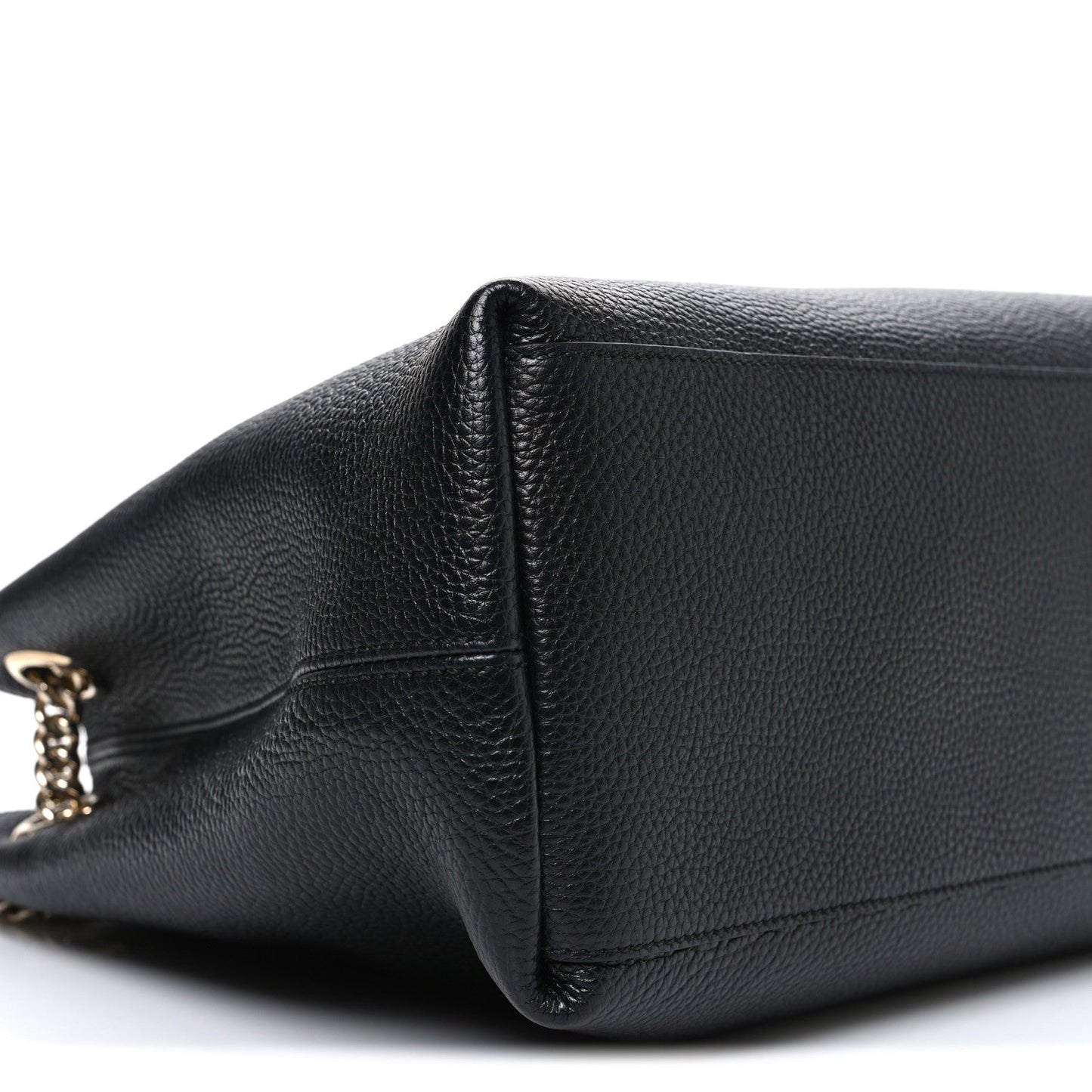 Pebbled Calfskin Medium Soho Chain Shoulder Bag Black
