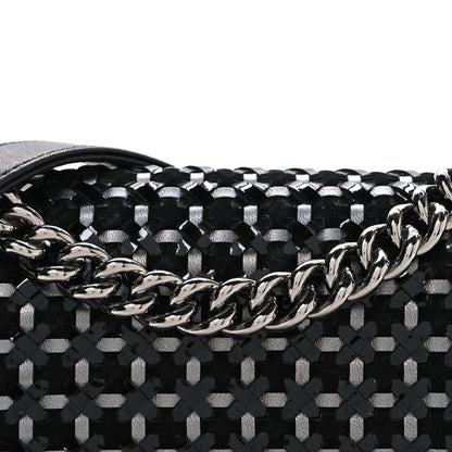 Calfskin Patent Braided Medium Boy Flap Black