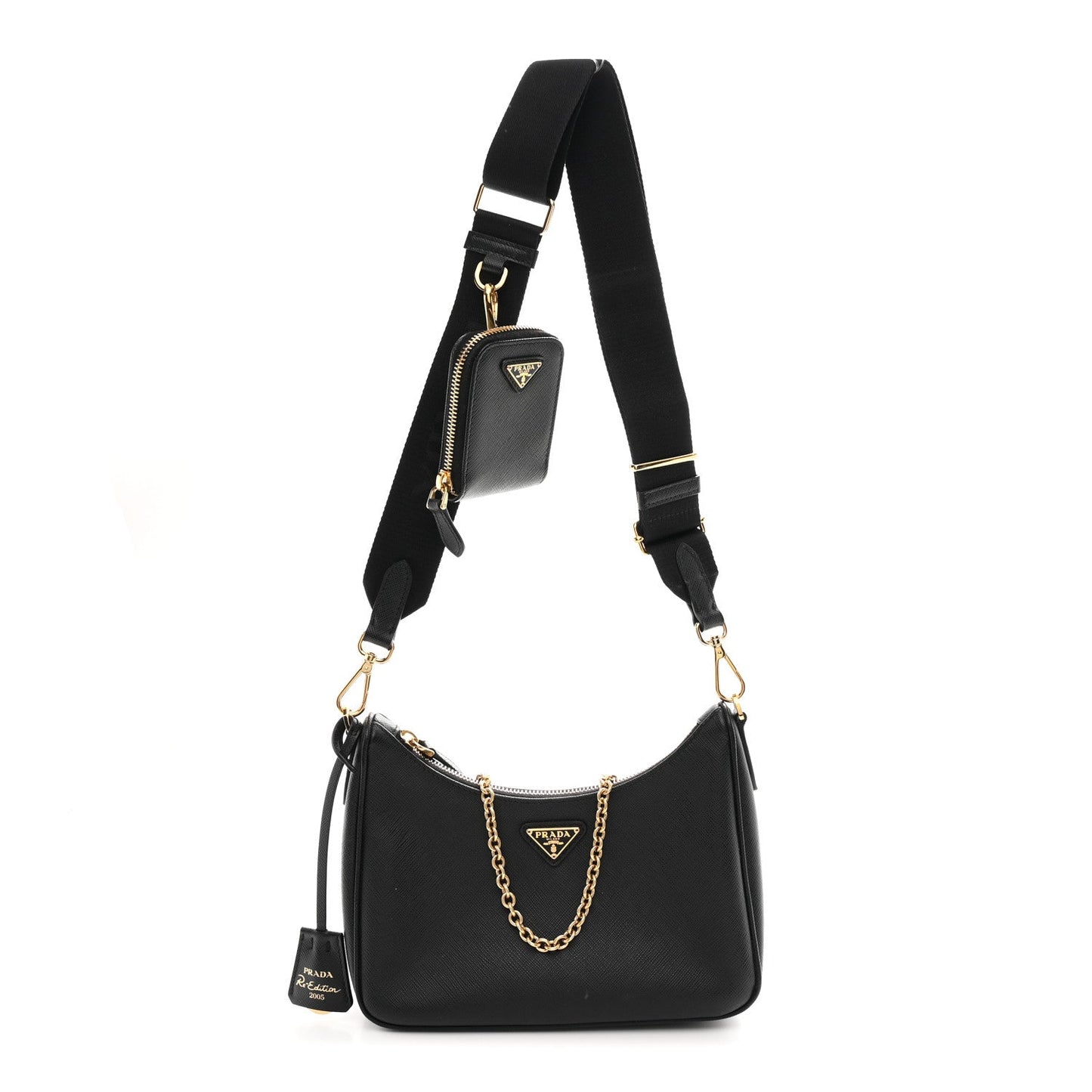 Saffiano Lux Re-Edition 2005 Shoulder Bag Black