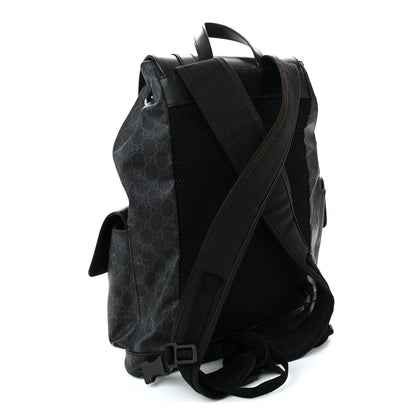 Soft GG Supreme Monogram Calfskin Web Double Buckle Backpack Black