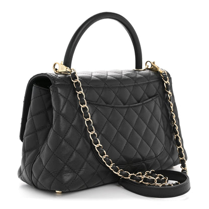 Caviar Quilted Small Coco Handle Flap Black