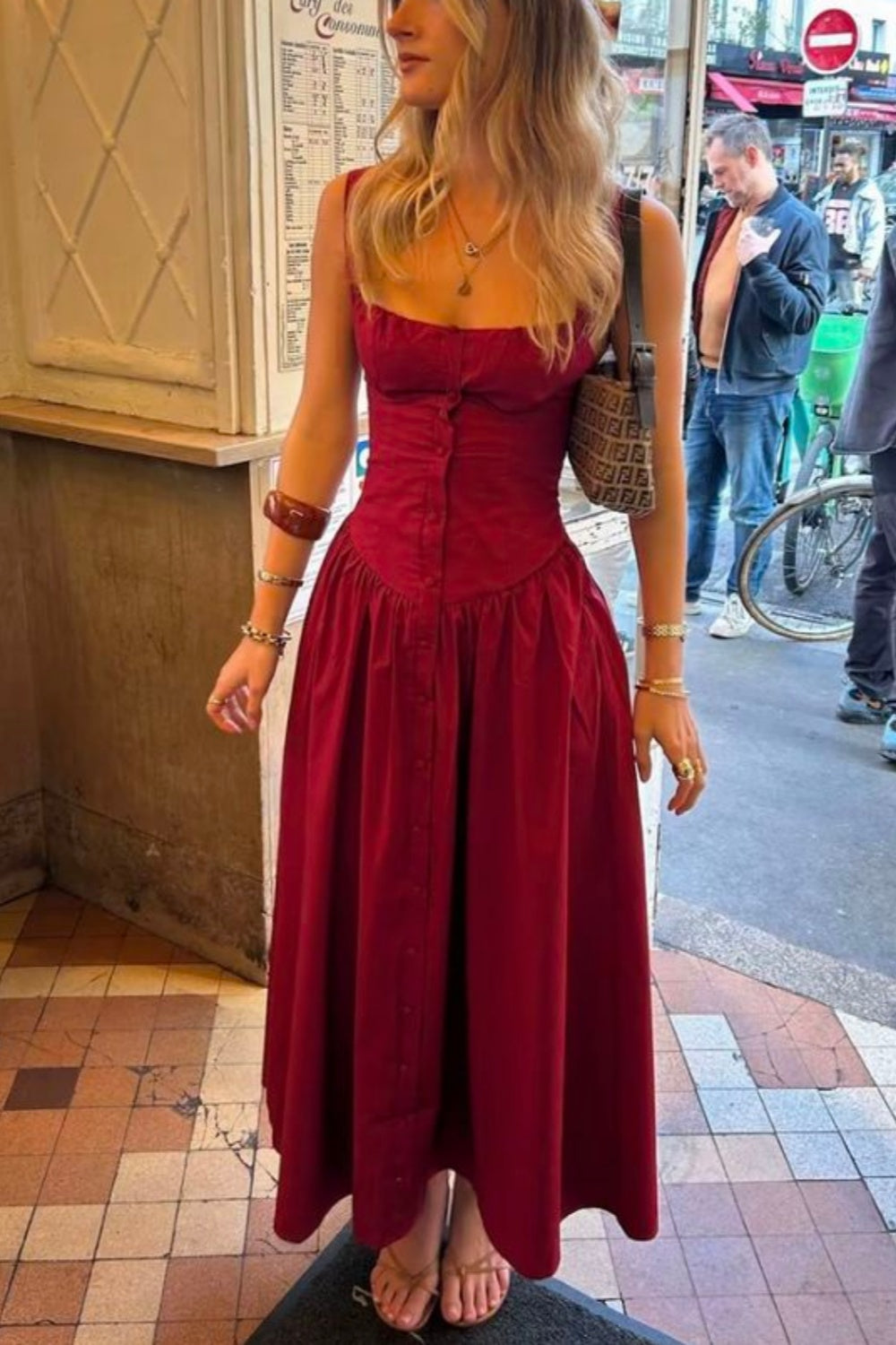 formaldressy-Burgundy chiffon long dress gh6144