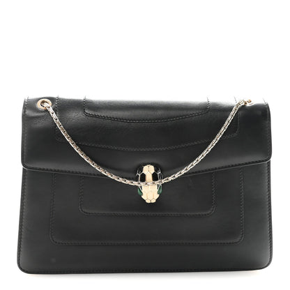 Calfskin Serpenti Forever Crossbody Bag Black
