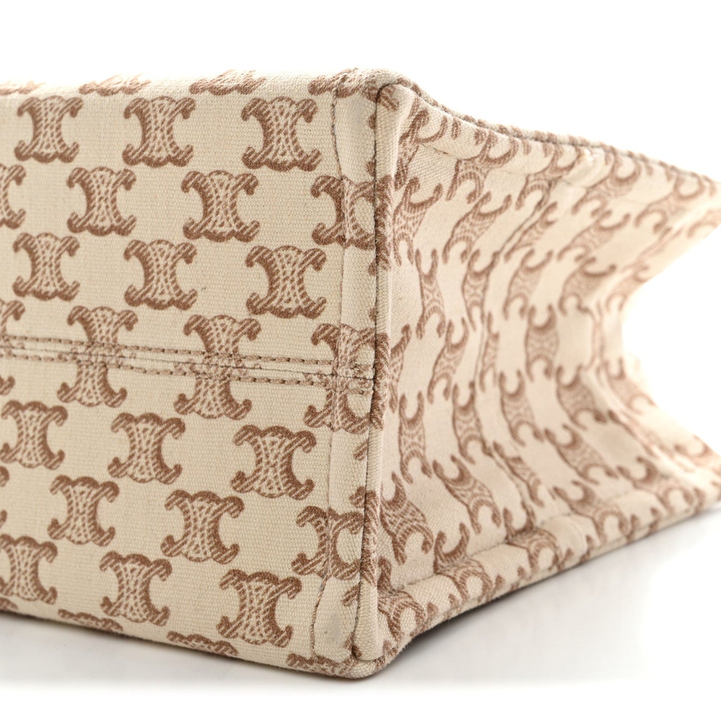 Canvas Calfskin Triomphe Print Small Cabas Thais White
