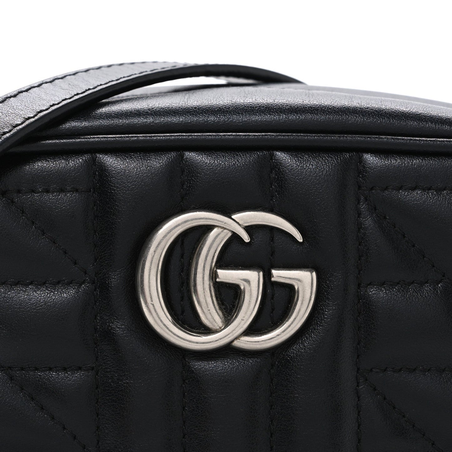 Calfskin Matelasse Aria Mini GG Marmont Chain Shoulder Bag Black