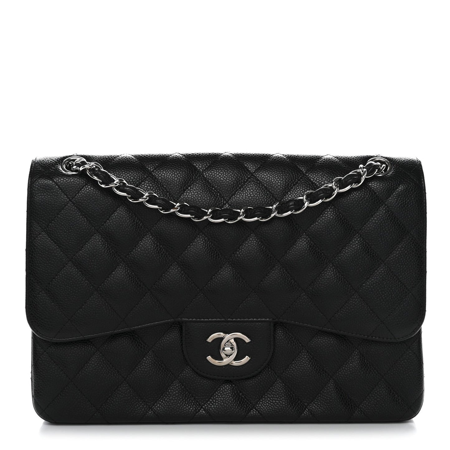 Caviar Quilted Jumbo Double Flap Black