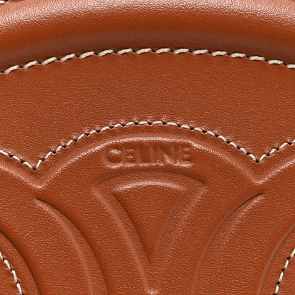 Smooth Calfskin Cuir Small Triomphe Oval Crossbody Purse Tan