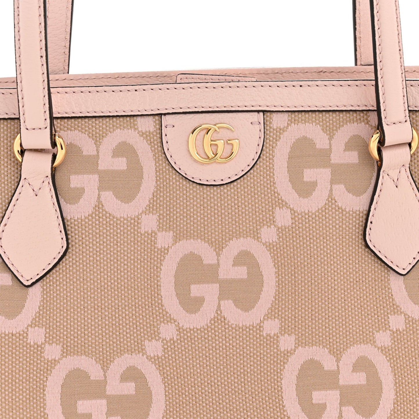 Monogram Jumbo GG Textured Dollar Calfskin Medium Ophidia Shopping Tote Beige Perfect Pink