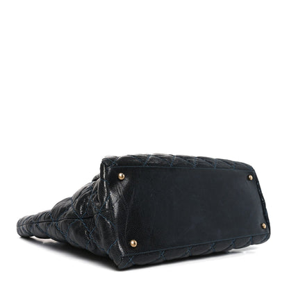 Glazed Caviar Coco Pleats Totes Navy