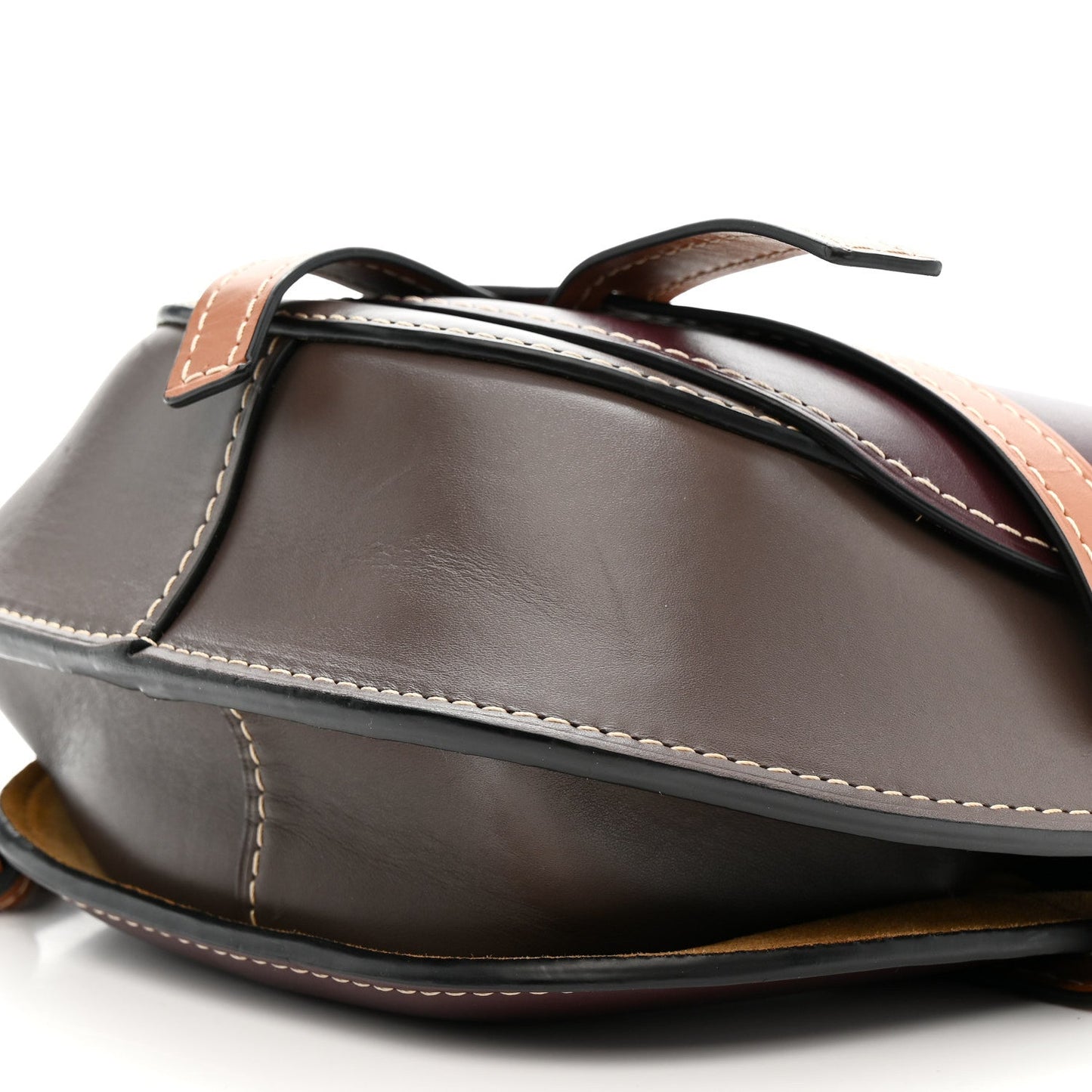 Calfskin Small Gate Crossbody Bag Oxblood Tan Taupe