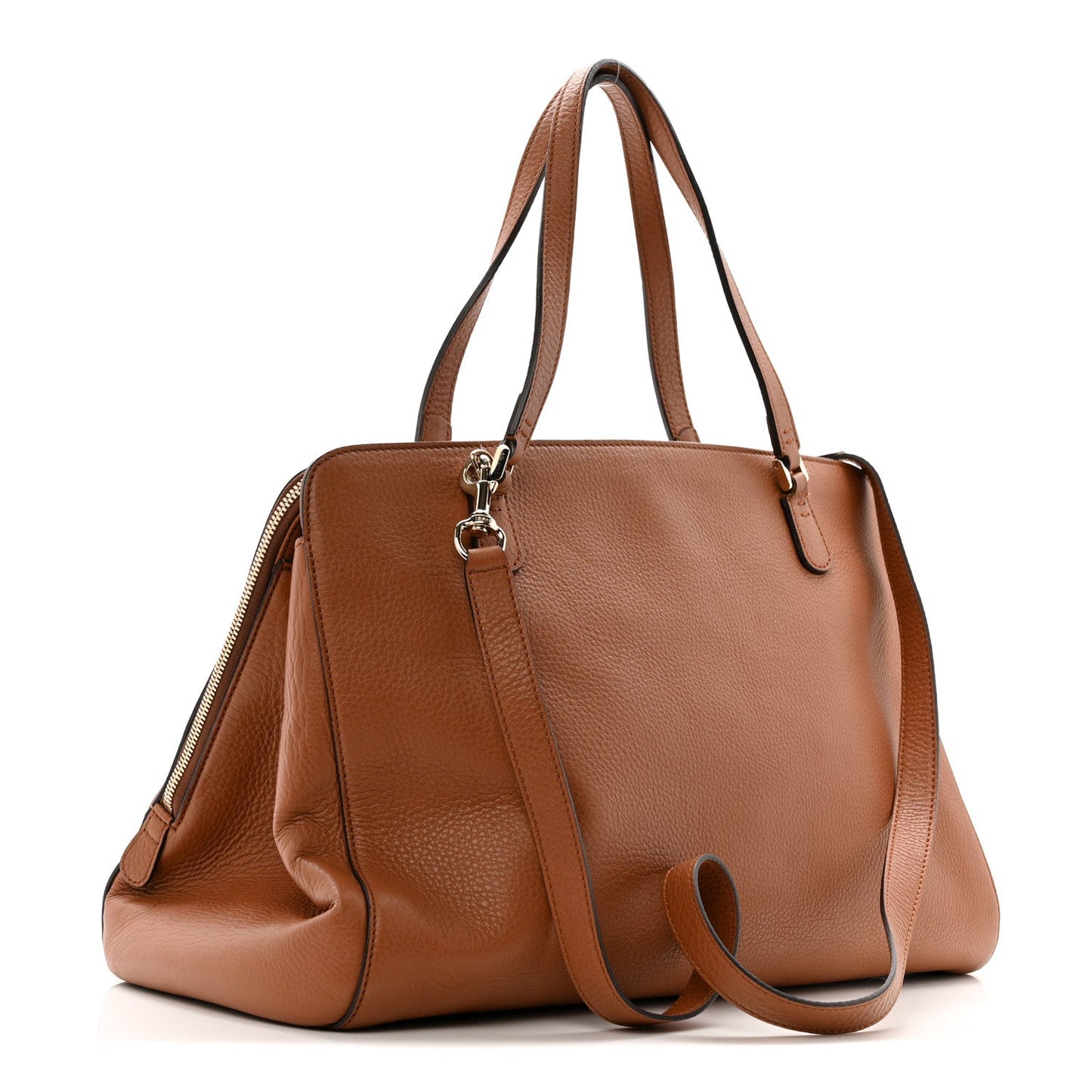 Calfskin Large Label Tote Brown