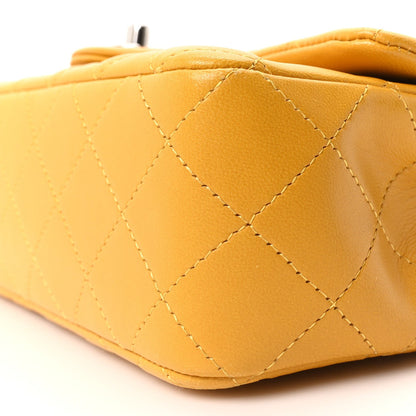 Lambskin Quilted Mini Rectangular Flap Yellow