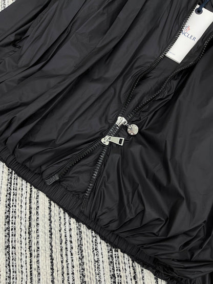 Moncle 25 Stand-Up Collar Double Zip Jacket Black Cotton and Polyester  267979