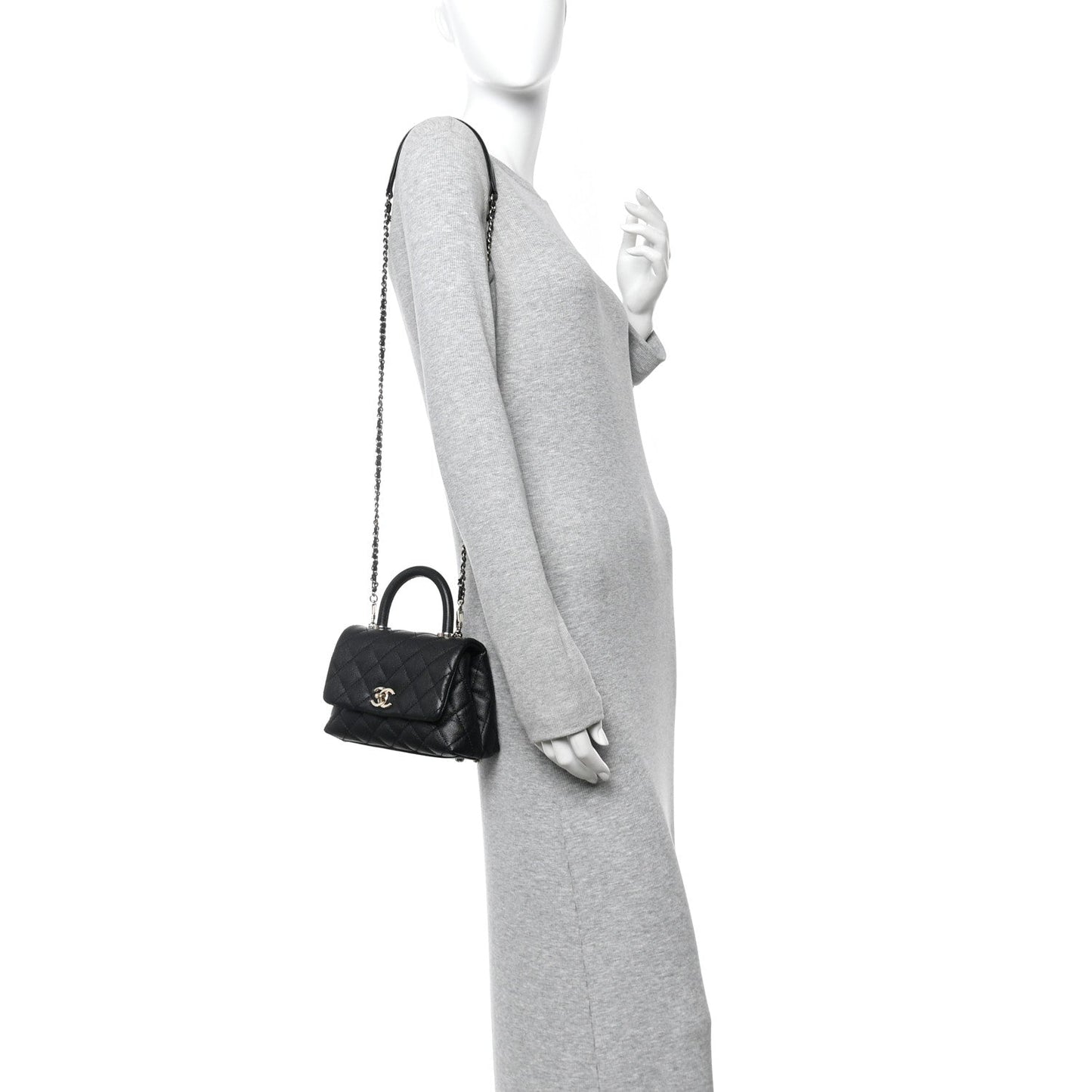 Caviar Quilted Extra Mini Coco Handle Flap Black
