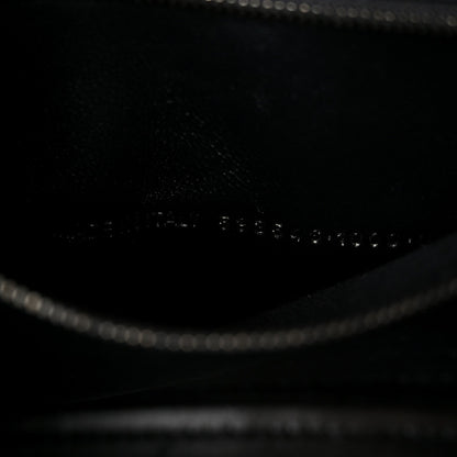 Shiny Calfskin Monochrome Crocodile Embossed Small Hourglass Top Handle Bag Black