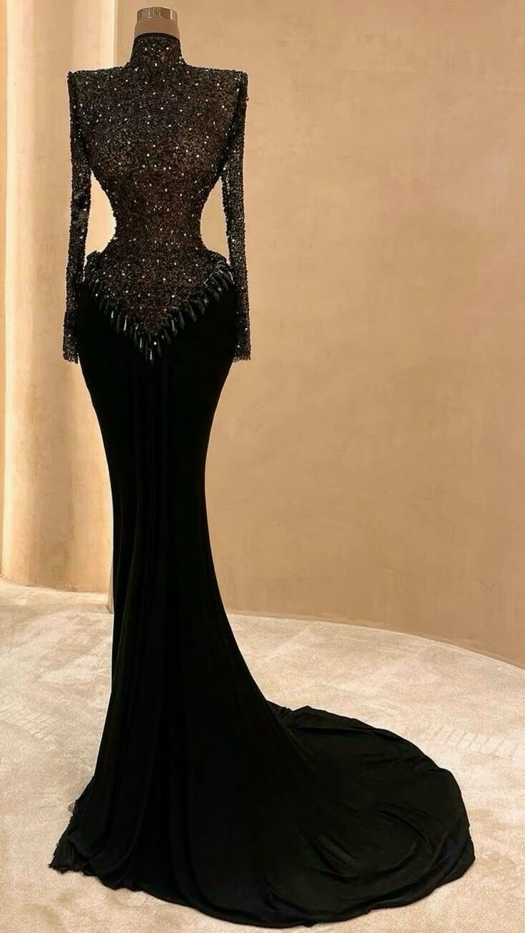 formaldressy-Black gorgeous exquisite beaded shiny elegant long prom dress evening dress gh5409