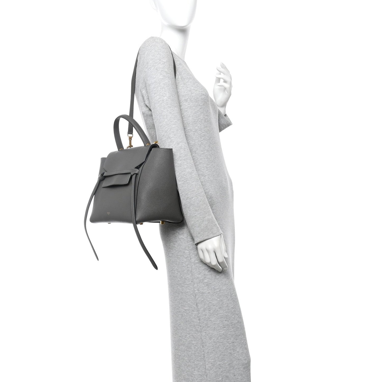 Grained Calfskin Mini Belt Bag Grey