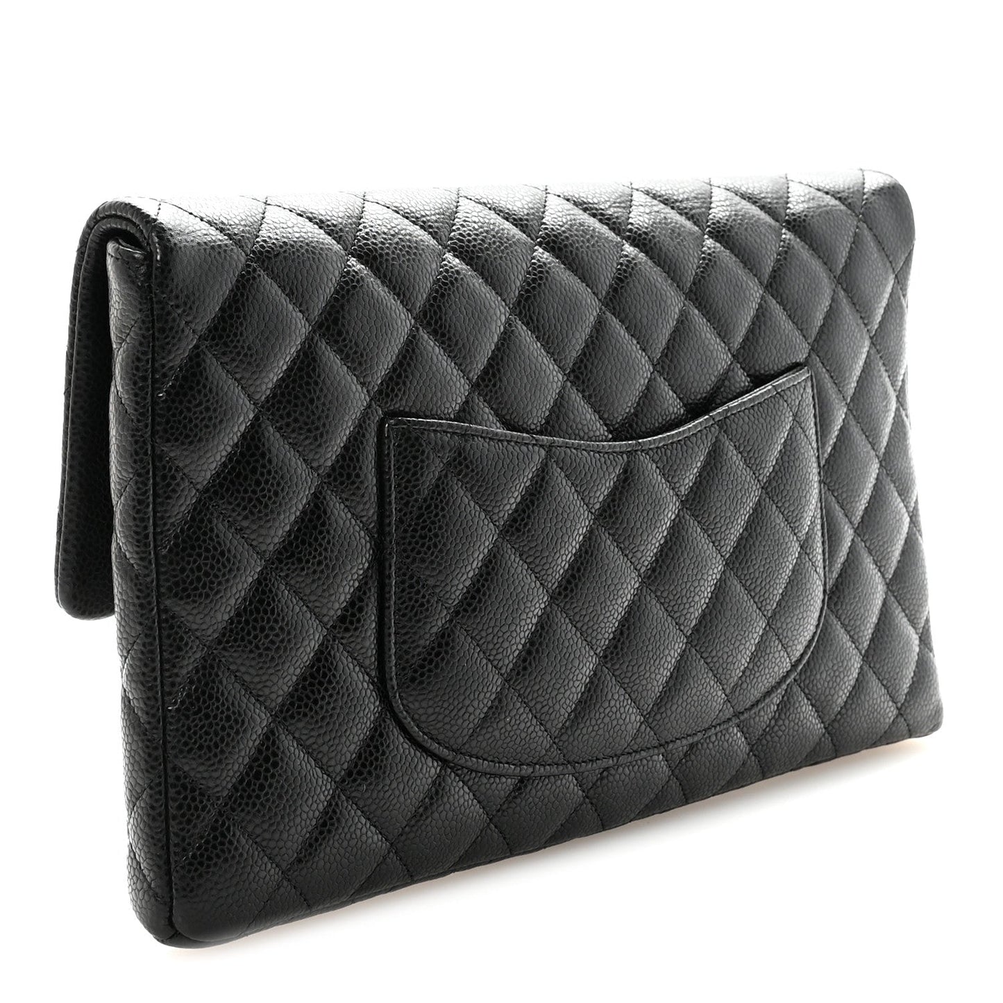 Caviar Quilted Flap Clutch Black