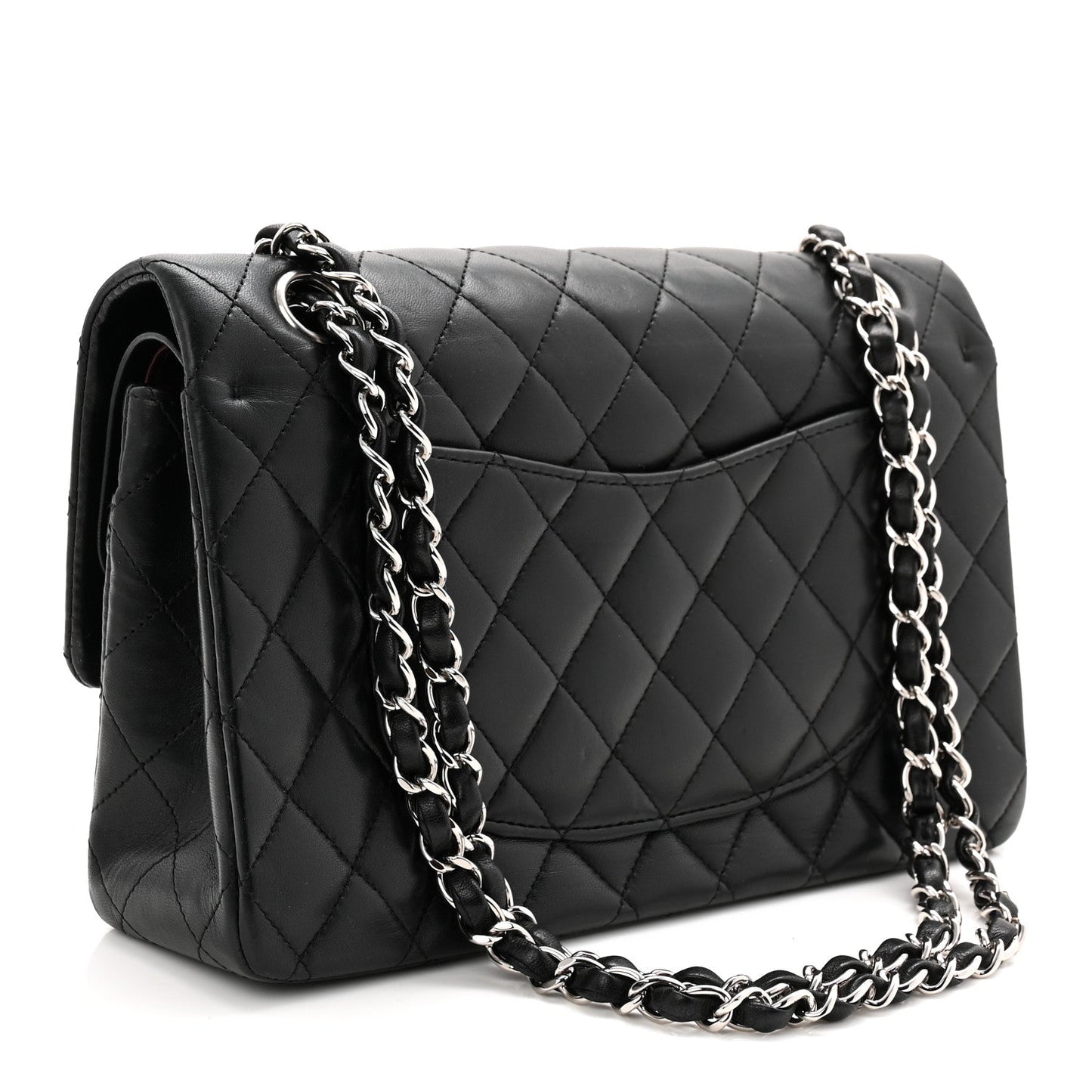 Lambskin Quilted Medium Double Flap Black