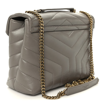 Calfskin Y Quilted Monogram Small Loulou Chain Satchel Taupe
