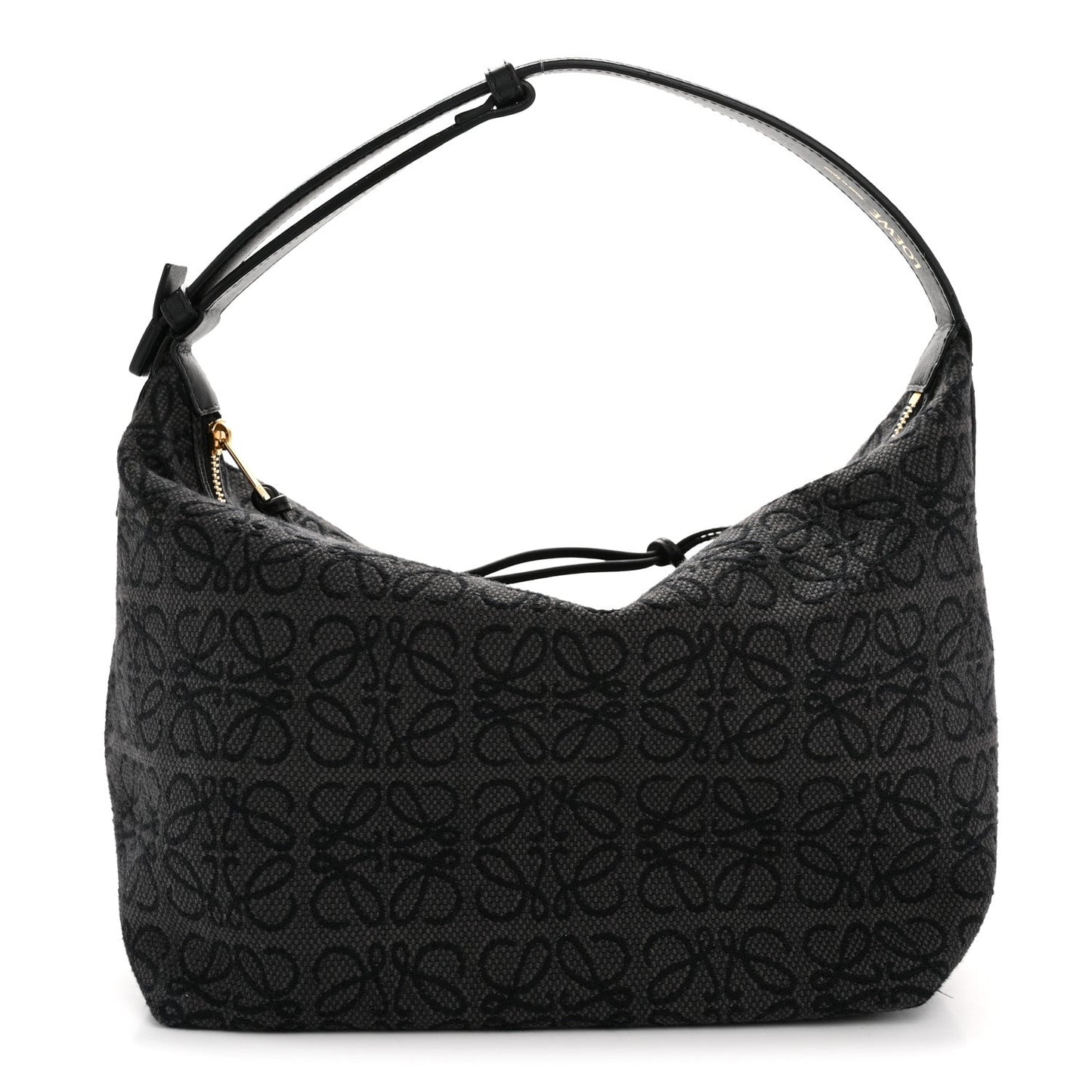 Jacquard Anagram Calfskin Medium Cubi Bag Anthracite Black