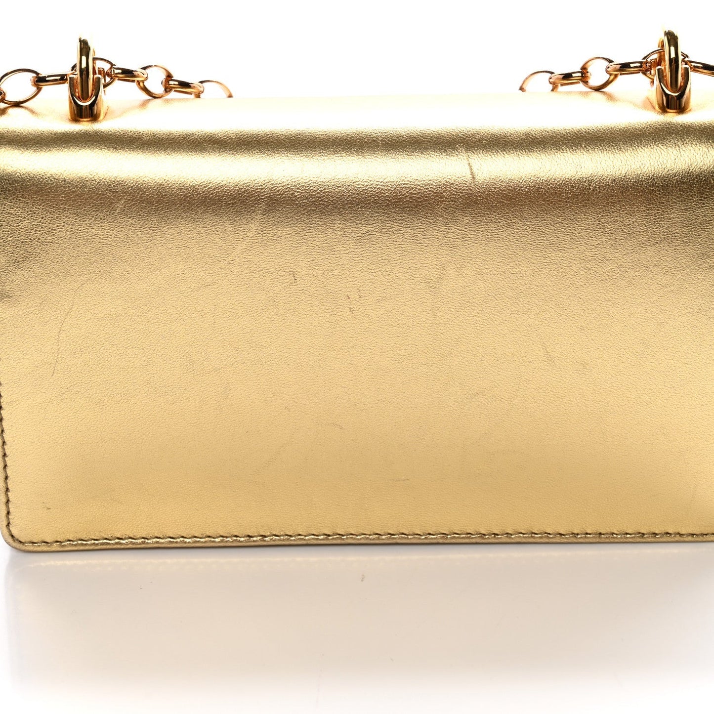 Metallic Calfskin DG Girls Shoulder Bag Gold