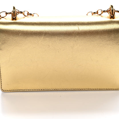 Metallic Calfskin DG Girls Shoulder Bag Gold