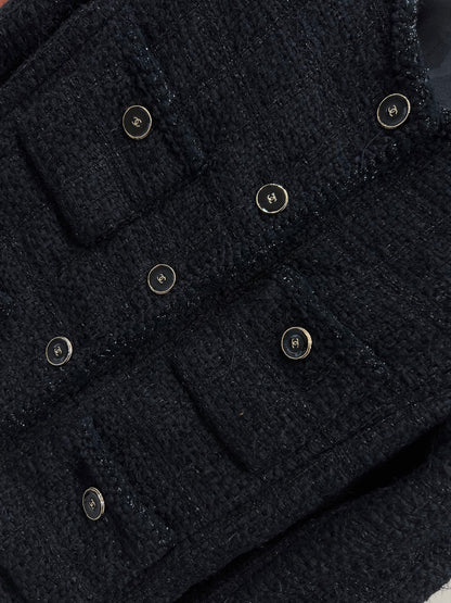 CC 25 Round-Neck Black Tweed Jacket 304703