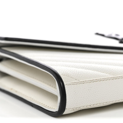 Grain De Poudre Matelasse Monogram Chain Wallet White Black
