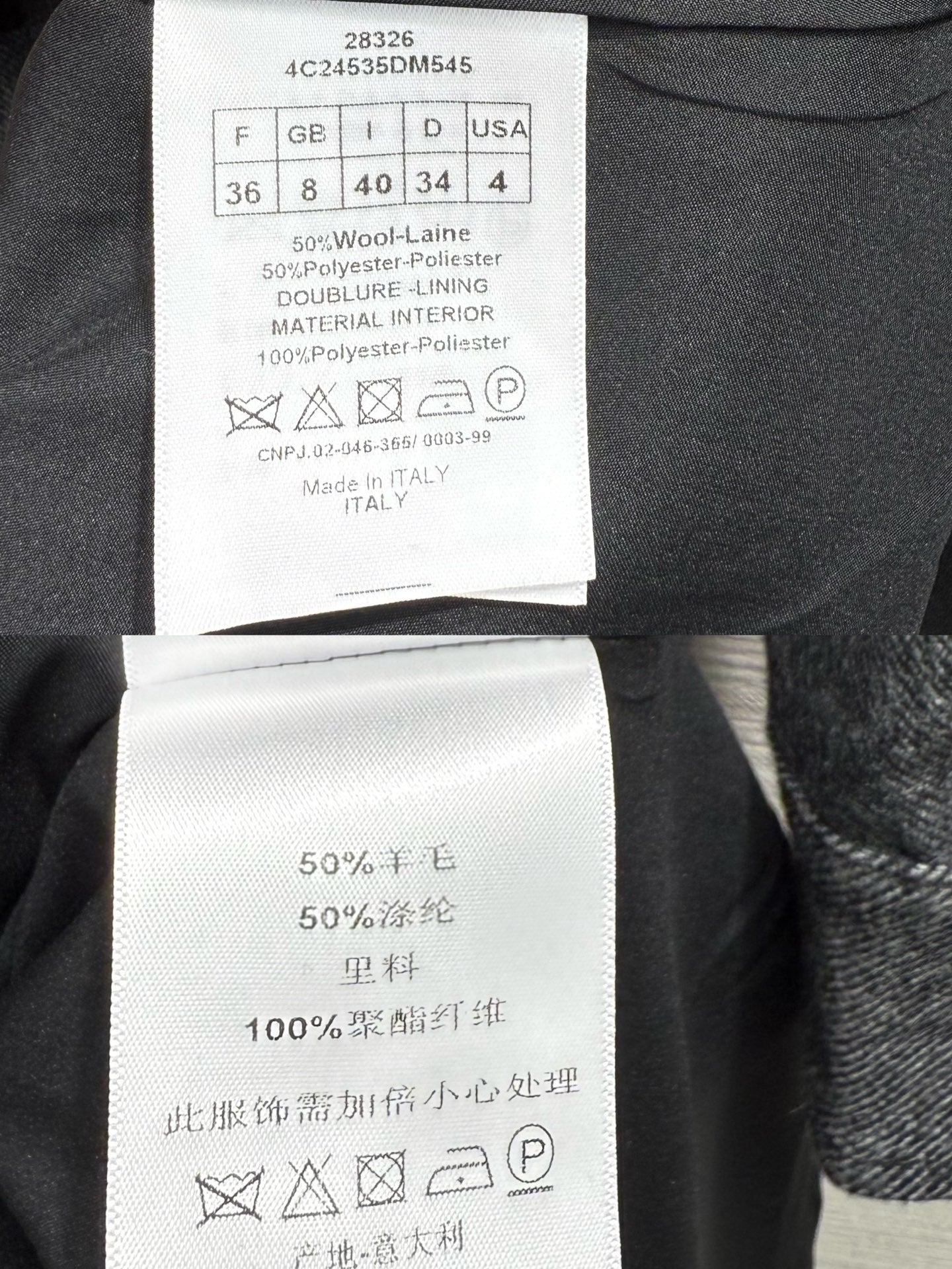 CD 25SS Lapel Middle Zipper Guilted Four Pockets Contrast Color Dress Gray Wool 304163
