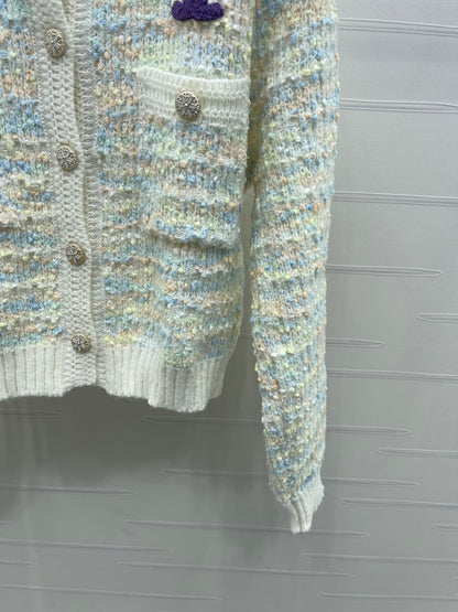 CC 25 Knitted Cardigan Button Blue Wool 305392