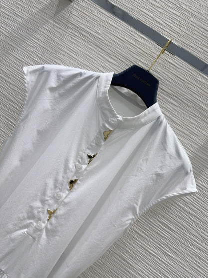 LV 25 Simple Elegant Vest Dress Black White Cotton