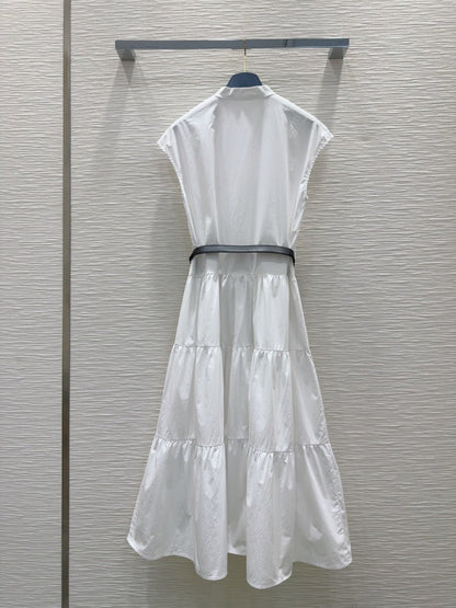 LV 25 Simple Elegant Vest Dress Black White Cotton