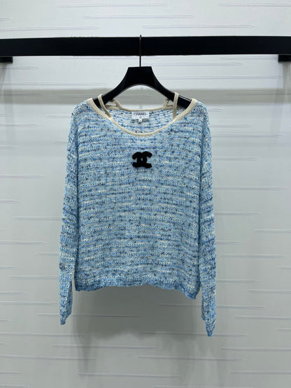 Chanel 2026 Off-the-shoulder Knit Long-sleeved Top Wool Cashmere