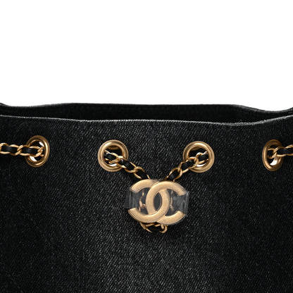 Washed Denim Quilted Mini Chanel 25 Handbag Black