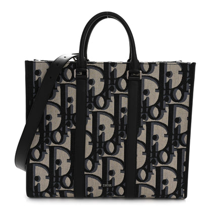 Maxi Oblique Jacquard East West Tote Beige Blue