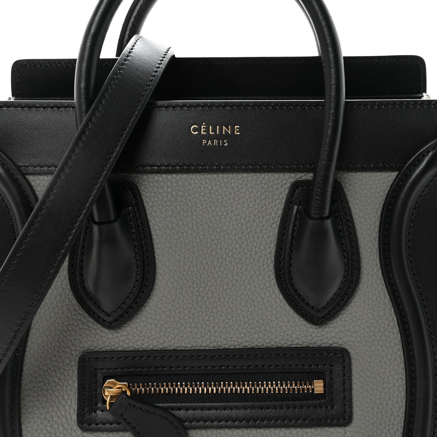 Baby Grained Calfskin Nano Tri-Color Luggage Zinc Almond