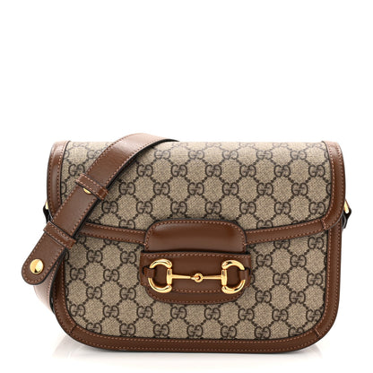 GG Supreme Monogram Horsebit 1955 Shoulder Bag Beige Brown Sugar