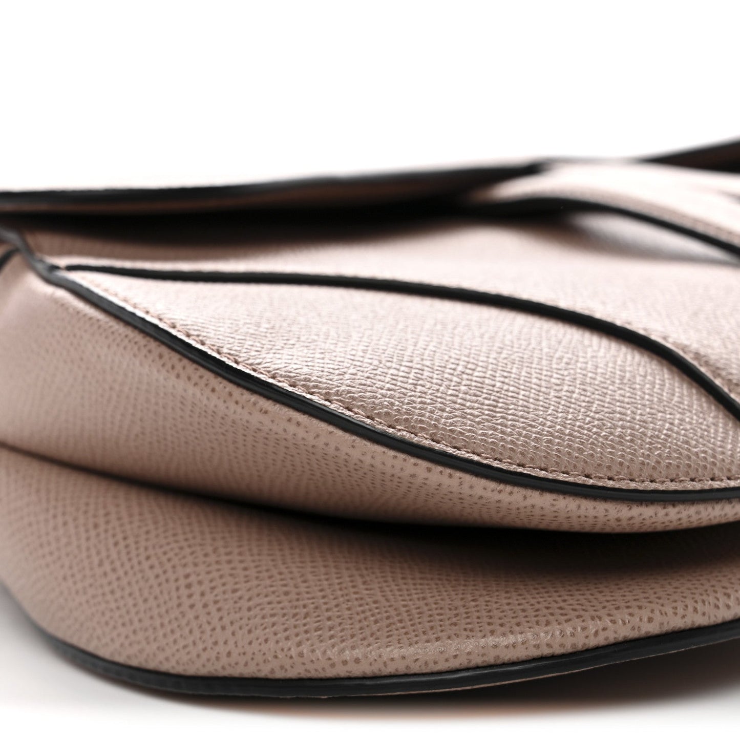 Grained Calfskin Saddle Bag With Strap Blush