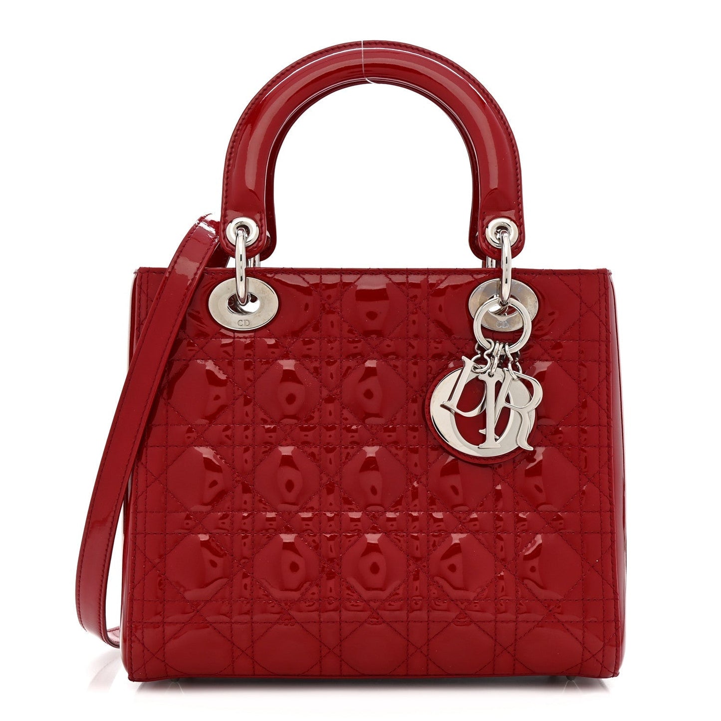 Patent Cannage Medium Lady Dior Red
