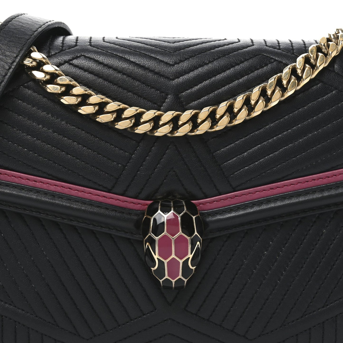 Nappa Quilted Serpenti Forever Diamond Blast Shoulder Bag Black Pink