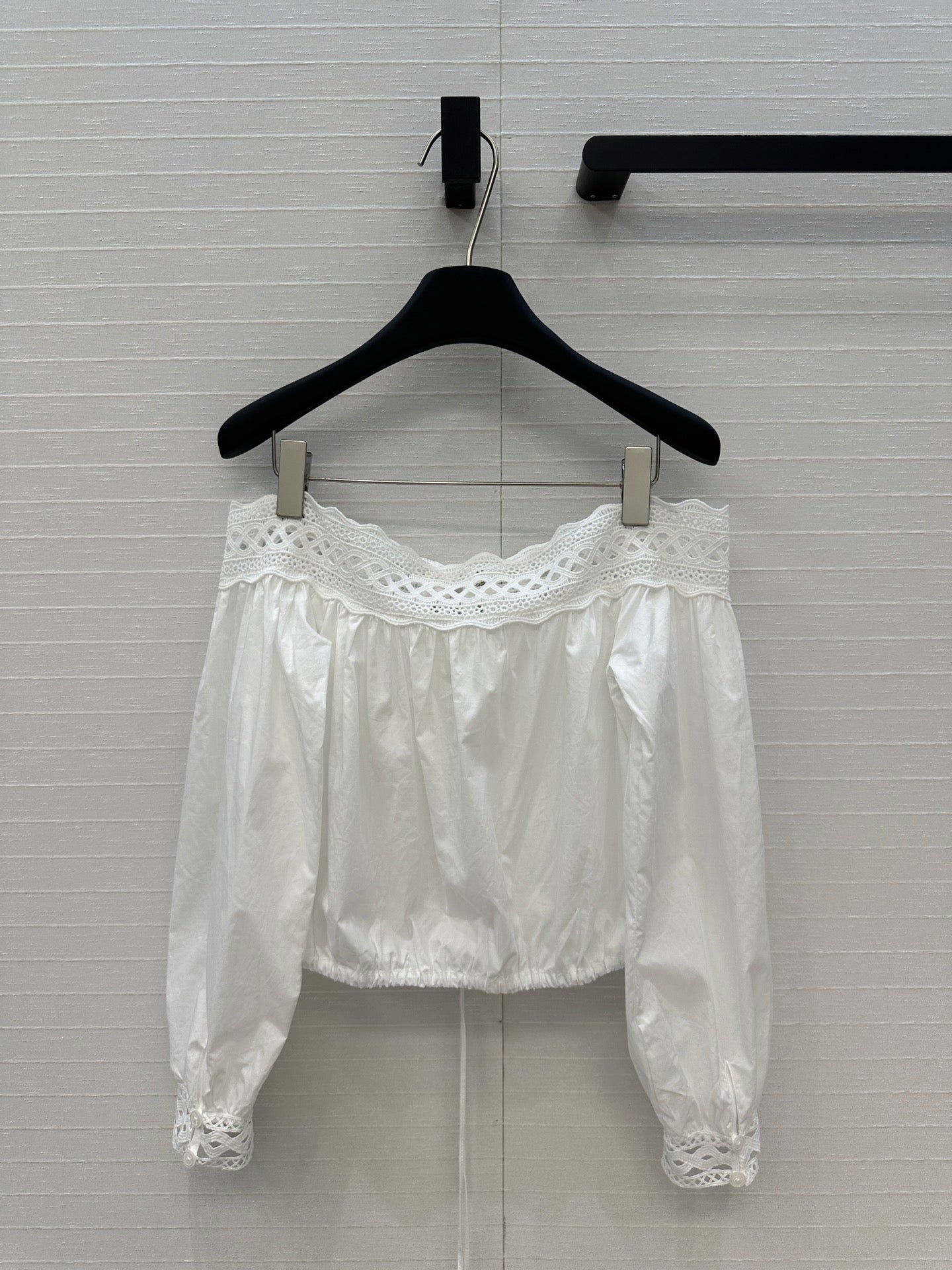 Celine 25 Lace One-shoulder Top White Cotton